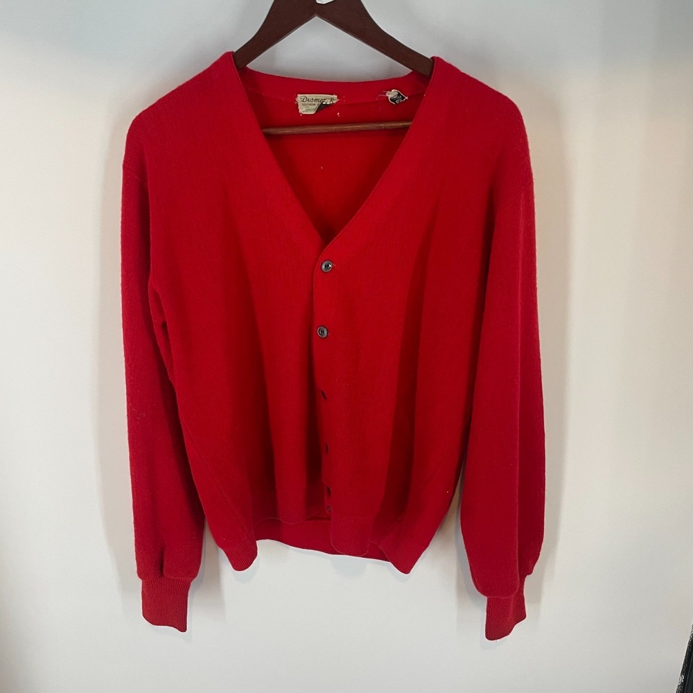 Vintage 90s Desmond's Sportwear V-Neck Button Front Cardigan Sweater Red Size L